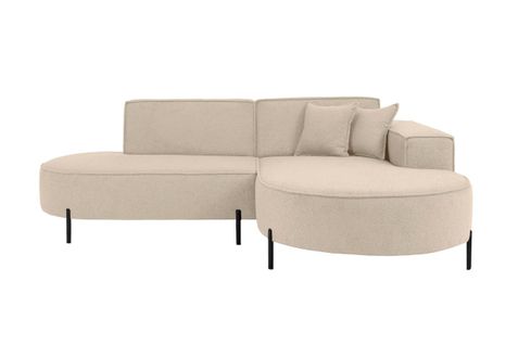 Canapé D'angle Droit 4 Places Marlon En Tissu Bouclette - Beige