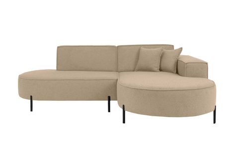 Canapé D'angle Droit 4 Places Marlon En Tissu Bouclette - Taupe