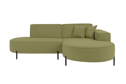 Canapé D'angle Droit 4 Places Marlon En Tissu Bouclette - Vert Kaki