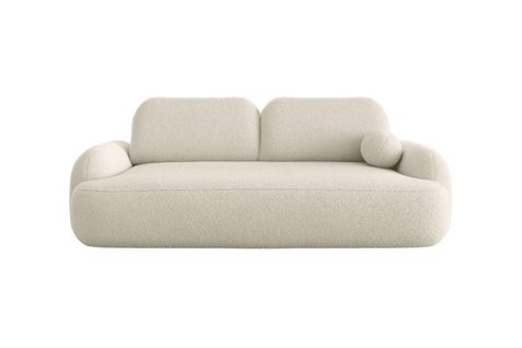 Canapé Convertible 3 Places Milly Avec Coffre En Tissu Bouclette - Beige