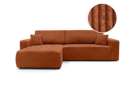 Canapé D'angle Réversible Conv 5p Alya En Velours Cotelé Épais Terracotta