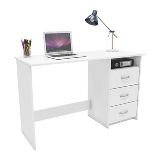 Bureau 1 Niche 3 Tiroirs Tiroir + Niche Blanc