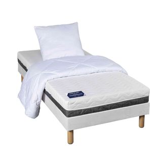 Matelas Mousse, Sommier, Pieds, Couette, Oreillers Soutien Ferme 90x190 - 1 Personne - Accueil Confo
