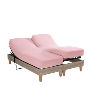 Drap Housse Jersey Tpr Pour Sommier Articulé Rose 2x90x200