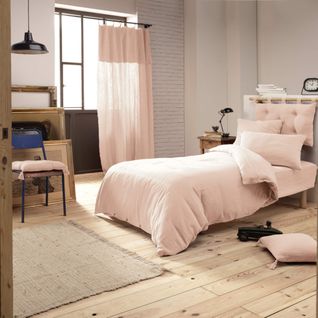 Parure De Lit Double Gaze De Coton Rose 260x240 Cm