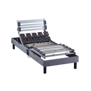 Sommier De Relaxation Électrique Lattes + Plots Gris 80x200