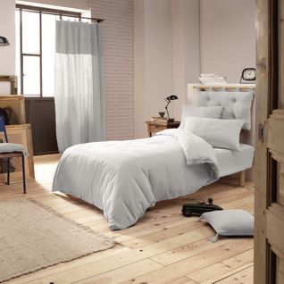 Parure De Lit Double Gaze De Coton Gris 200x200 Cm
