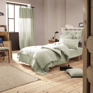 Parure De Lit Double Gaze De Coton Vert 200x200 Cm