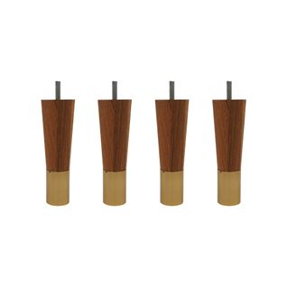 Pied Fuseau Chêne Massif Et Laiton (lot De 4)