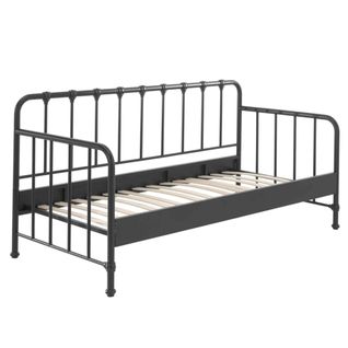 Lit Enfant Banquette à Barreaux En Métal Noir 90x200