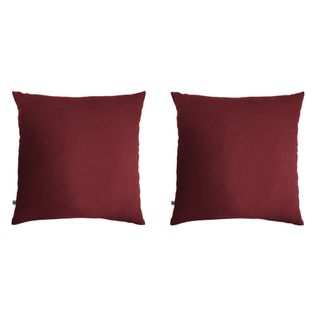 2 Taies D'oreillers Double Gaze De Coton Bordeaux 60x60 Cm