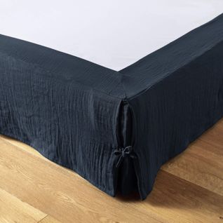 Cache Sommier Double Gaze De Coton Marine 160x200 Cm