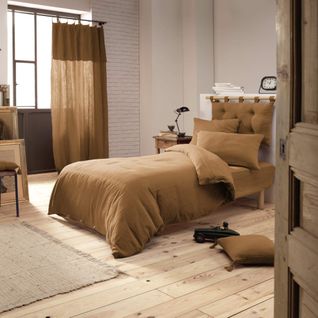 Parure De Lit Double Gaze De Coton Marron 260x240 Cm