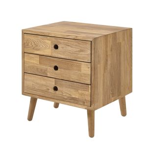 Chevet 3 Tiroirs En Bois Massif Bois Naturel