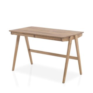 Bureau 2 Tiroirs En Bois Bois Naturel