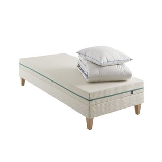 Ensemble Matelas Naturel Latex Naturel, Sommier, Pieds, Couette, Oreiller Aube 200 70 X 190
