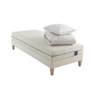 Ensemble Matelas Naturel Latex Naturel, Sommier, Pieds, Couette, Oreiller Aube 700 90 X 200