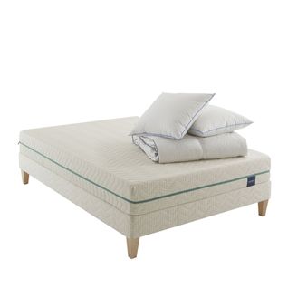 Ensemble Matelas Naturel Latex Naturel, Sommier, Pieds, Couette, Oreiller Aube 700 180 X 200