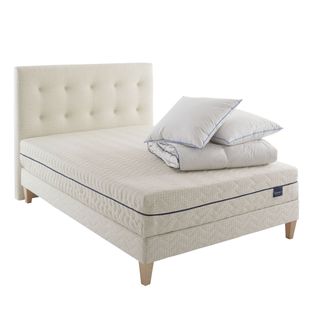 Ensemble Matelas Naturel Ressorts Et Latex Naturel, Sommier, Pieds, Tête De Lit, Couette Et Oreiller