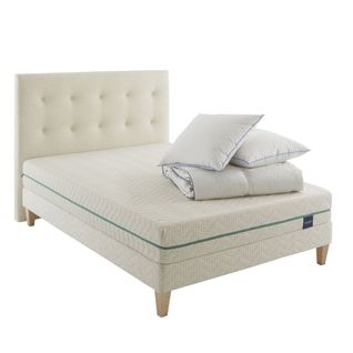 Ensemble Matelas Naturel Latex Naturel, Sommier, Pieds, Couette, Oreiller Aube 700 160 X 200