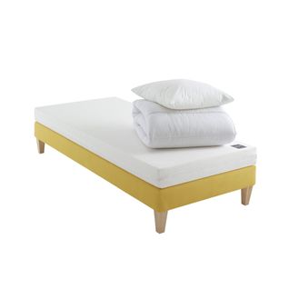 Ensemble Matelas Mousse, Sommier, Pieds, Couette Et Oreiller Aurore 100 Soutien Ferme 70 X 190