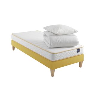 Ensemble Matelas Mousse, Sommier, Pieds, Couette Et Oreiller Aurore 300 Soutien Ferme 90 X 190