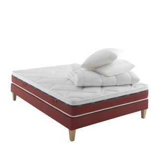 Ensemble Matelas Latex, Sommier, Pieds, Couette, Oreiller Crépuscule 600 Soutien Mi-ferme 140 X 210