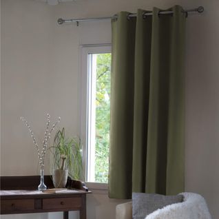 Lot De 2 Rideaux Occultants à Oeillets Kaki 140x280 Cm