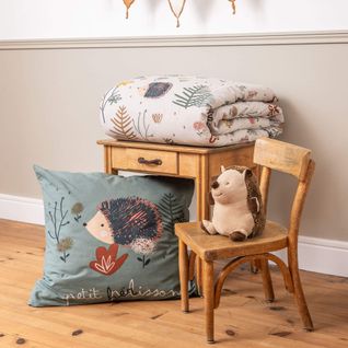 Parure De Lit Coton Imprimé Hérisson Beige 200x200 Cm