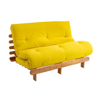 Ensemble Matelas Futon En Coton Et Structure En Bois Massif Naturel Soutien Ferme 160x200 - 2 Person