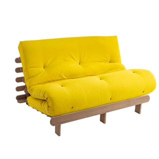 Ensemble Matelas Futon En Coton Et Structure En Bois Massif Taupe Soutien Ferme 160x200 - 2 Personne