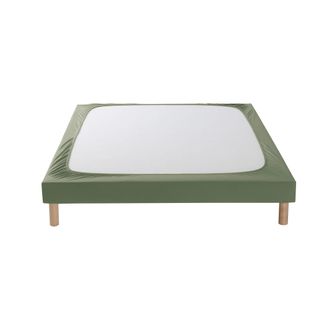 Cache-sommier Coton Jersey Kaki 160x200 Cm