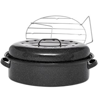 Cocotte Ovale En Acier Carbon 46x31cm + Grille - 0509+2005
