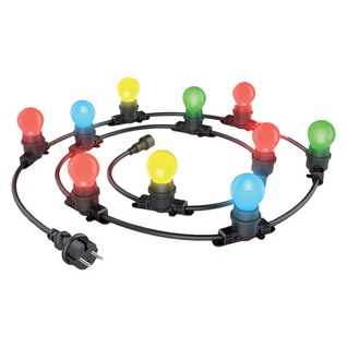 Guirlande Guinguette LED Noire, X10 Ampoules Rvb E27 Incluses, 5m Extensible, Conso 12w