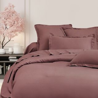 Housse De Couette + Taies Oreiller 200x200cm Satin De Coton Rose