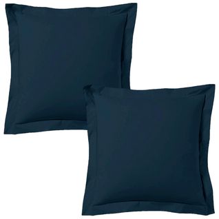 Lot De 2 Taies D'oreiller 63x63 Cm Satin De Coton Bleu