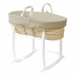 Couffin Avec Support à Bascule Blanc, Habillage En Coton Bio - Noisette