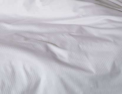 Drap Plat 180x290 Cm Satin De Coton Rayé Blanc