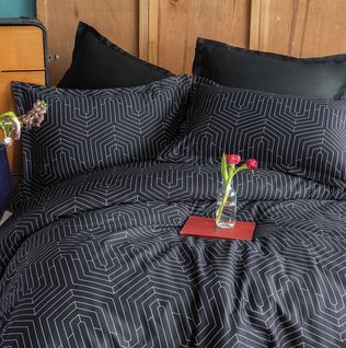 Housse De Couette + Taies Oreiller 240x220 Cm Satin De Coton "strada Black"