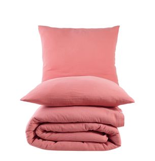 Housse De Couette Et Taies D'oreiller 200x200 Cm Gaze De Coton Pêche