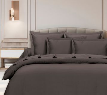 Housse De Couette 260x240 Cm 2 Personnes Satin De Coton Anthracite