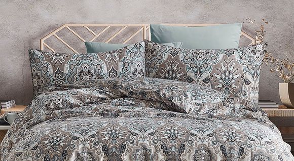 Parure De Lit  2 Personnes  200x200 Cm Satin De Coton Imprimé