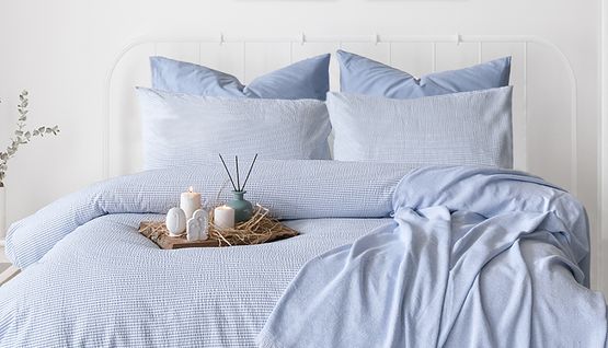 Parure De Lit  2 Personnes  240x220 Cm Coton Gaufré