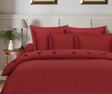 Parure De Lit 1 Personne 140x200 Cm  Satin De Coton Bordeaux