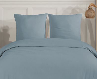 Parure De Lit 2 Personnes 200x200 Cm Flanelle De Coton Bleu