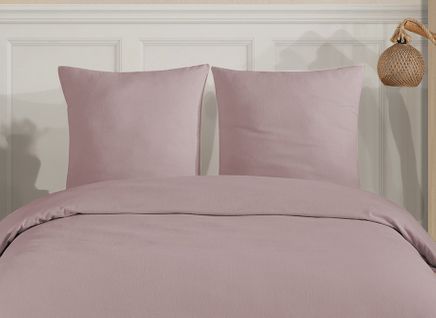Parure De Lit 2 Personnes 260x240 Cm Flanelle De Coton Rose