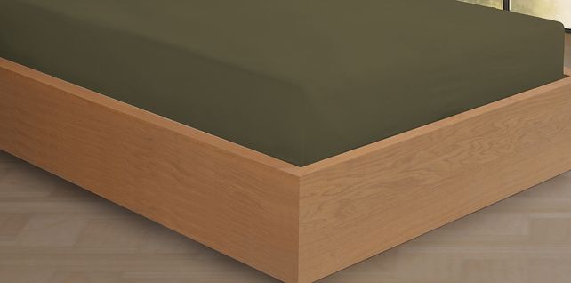 Drap Housse 180x200 Cm Flanelle De Coton Kaki