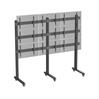 Support TV Sur Pieds - Mur D'images 9 Écrans 45''-50'' à Roulettes Noir