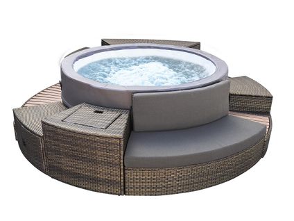 Spa Portable Semi-rigide Vita Premium Rond Bulles 4-6 Places + Mobilier