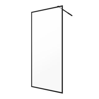 Paroi De Douche 90x200 Cm - Cadre Et Bras Aluminium Noir Mat - Dark Contouring